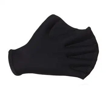1 Пара водных перчаток для плавания с перепонками для фитнеса пальцев (черные) для тренировок