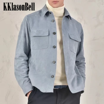 11.27 Мужской однобортный пиджак KKlasonBell с высококачественной клетчатой подкладкой из коровьей замши