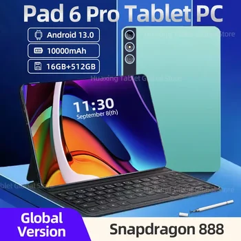 2024 Оригинальная Глобальная версия планшета Android 13.0 Pad 6 Pro 16GB + 512GB Snapdragon 888 TabletsPC 5G С двумя SIM-картами или WIFI HD 4K Mi