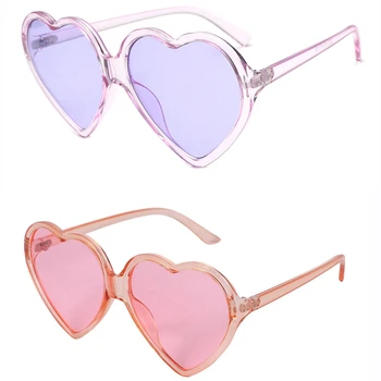 2X Винтажные очки 90-х, модные большие женские ретро-солнцезащитные очки в форме сердца, милые очки для любви (розовый и фиолетовый)