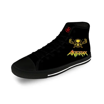 Anthrax Rock Band Hot Cool Повседневная ткань с модным 3D принтом, парусиновая обувь с высоким берцем, мужские и женские Легкие дышащие кроссовки