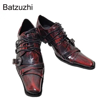 Batzuzhi/ Мужские Кожаные модельные туфли Ручной работы в стиле Red Rock Для Вечеринок и свадеб; Мужские туфли на шнуровке с ремешками; Модные вечерние/Свадебные туфли Для мужчин