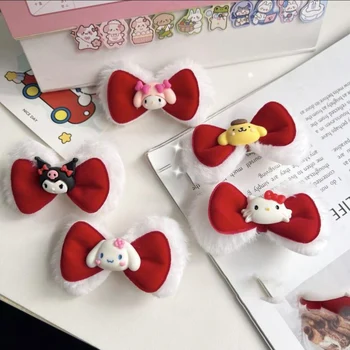 Kawaii аниме Sanrio заколка для волос с бантом Hello Kitty Kuromi My Melody Новые милые детские Милые Изысканные мультяшные игрушки-шпильки для девочек