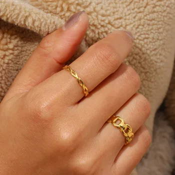 TAUAM Новый гипоаллергенный, без потускнения, Высококачественная минималистичная Базовая текстура, Тонкие кольца из нержавеющей стали, золотые кольца для женщин