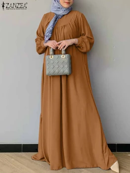 ZANZEA Осеннее винтажное мусульманское платье, женский повседневный свободный макси-сарафан с длинным рукавом, исламская одежда Дубай, Турция, Абая, Vestido 2024