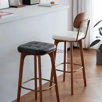 Барные стулья из массива дерева Nordic для кухонной мебели, Промышленный Ретро-стул для ресторана, высокий стул с креативной спинкой, Барный стул