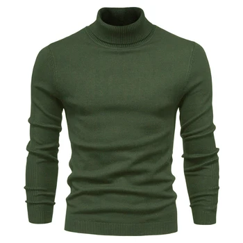 Высокий воротник мода мужская Осень Зима свитера толстые теплые пуловеры высокого качества мужская повседневная тонкий свитера
