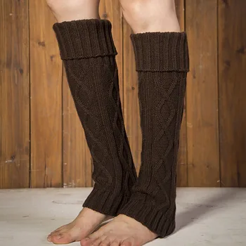 Вязаные шерстяные теплые гетры средней длины, Ромбовидный чехол для ботинок, осенне-зимний чехол для ног, ворсовый чехол для носков