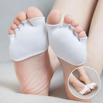 Женские хлопчатобумажные носки с носком на передней части стопы, женские спортивные нескользящие тапочки с носком на 5 пальцев, невидимые на половину стопы, дышащие Тапочки-носочки