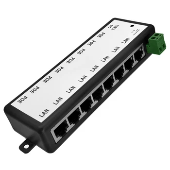 Инжектор POE, 8 портов, адаптер питания PoE, Источник питания Ethernet для сети видеонаблюдения, питание камеры POE через Ethernet, белый