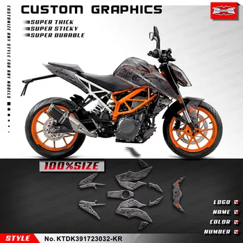 Комплект обертывания мотоцикла KUNGFU Graphics с полной наклейкой для Duke 125 200 250 390 2017 2018 2019 2020 2021 2022, Серый, KTDK391723032-KR