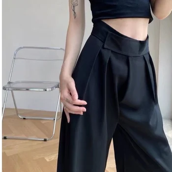 Коричневые женские брюки с завышенной талией, Корейская модная женская одежда Y2k Pants