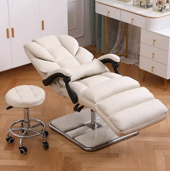 Косметическое кресло, в которое можно ложиться и поднимать маску для лица, кресло для ухода за кожей с вышивкой, многофункциональное косметическое кресло