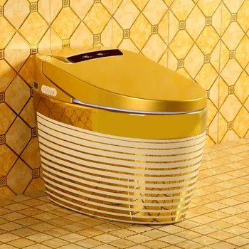 Красочный умный туалет с автоматическим откидыванием Золотой унитаз Роскошный Золотой унитаз В ванной комнате