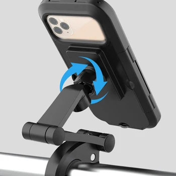 Крепление для телефона на мотоцикле, регулируемое на 360 °, держатель для мобильного телефона на велосипеде, водонепроницаемый чехол для телефона в твердом корпусе