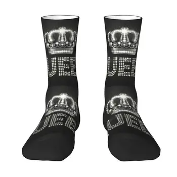 Милые мужские носки со стразами Queen, унисекс, удобные теплые носки с 3D принтом, блестящие бриллиантовые носки для экипажа