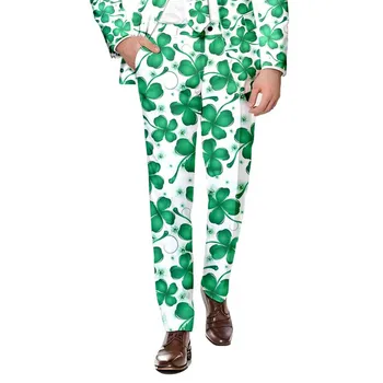 Мужские брюки для костюма ко Дню Святого Патрика В праздничном стиле С принтом 