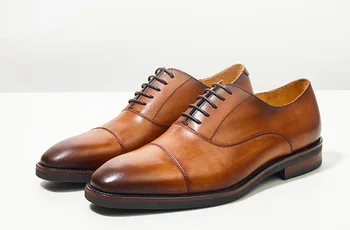 Мужские туфли-оксфорды В классическом стиле, модельные кожаные туфли с квадратным носком, мужская официальная обувь на шнуровке