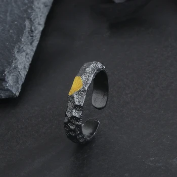 Мужское кольцо черного цвета, золотая руда, модные украшения в стиле хип-хоп рок для мужчин