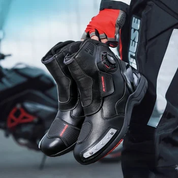 Новая обувь для езды на мотоцикле, мужские и женские кроссовки Four Seasons для внедорожных байкеров, Гоночная пара средств защиты мото