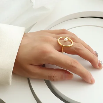 Новая тенденция моды Уникальный дизайн Элегантный Изысканный Легкий Роскошный Персонализированный Жемчужный перстень Женские украшения Свадебный подарок высокого класса