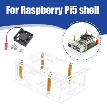 Новинка для Raspberry Pi5, сменный акриловый корпус, прозрачный корпус, дополнительный охлаждающий вентилятор, корпус с увеличенным сроком службы для Raspberry Pi5