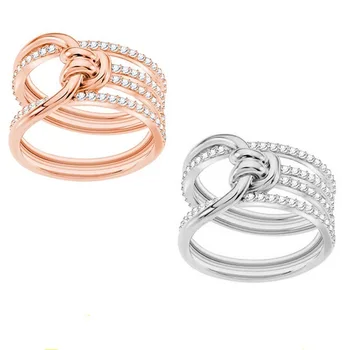 Новое кольцо с закруткой, цвет розового золота, Элегантное украшение на безымянный палец для женщин, вечеринка, День матери-Подарки, кристаллы из Австрии