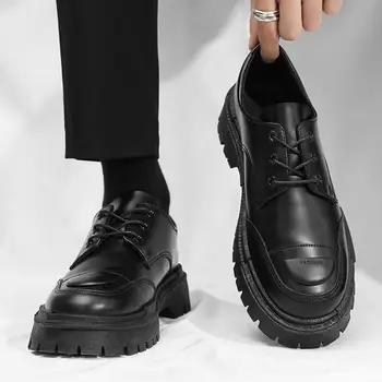 Обувь для парикмахера Мужская обувь 2023 Новая модная рабочая мужская повседневная обувь Весна и осень Кожаная обувь в британском стиле