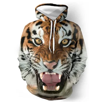 Осенняя толстовка серии Animal Fierce Tiger с 3D принтом, модная мужская одежда, пуловер, уличная одежда, толстовка Унисекс, одежда