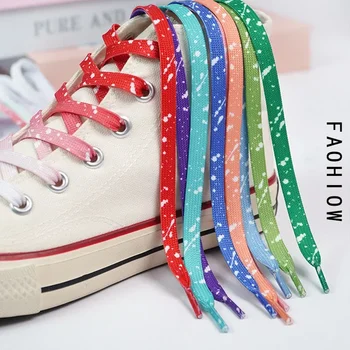 Плоские градиентные шнурки с принтом всплесками чернил, красочные шнурки для обуви AF1, женская мужская спортивная повседневная баскетбольная парусиновая обувь, шнурки для обуви