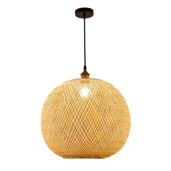 Подвесной светильник из плетеного бамбука, креативная люстра из ротанга для гостиной, барный Ретро Тканый подвесной светильник