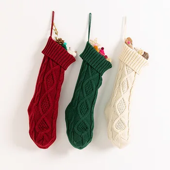 Рождественские украшения для вязания носков 2023 Носок крупной вязки, подарочный пакет для конфет Санта-Клауса, Новогоднее Украшение дома на Рождество
