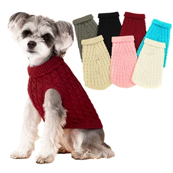 Свитера для щенков для маленьких средних собак, кошек, пуловер с высоким воротом, зимний жилет для собак, Рождественские наряды для собак, толстовка для домашних животных, одежда