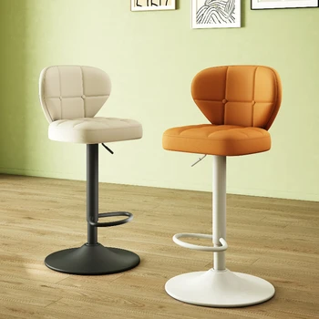 Стильные поворотные современные барные стулья, минималистичные кожаные коричневые табуреты для гостиной, барные стулья в скандинавском стиле, белая мебель Taburete Alto