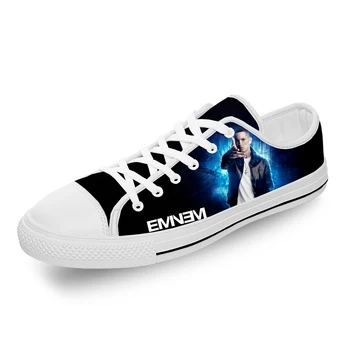 Хип-хоп рэпер Eminem, рэп-певица, белая ткань, модная парусиновая обувь с 3D-принтом, низкие мужские Женские легкие дышащие кроссовки